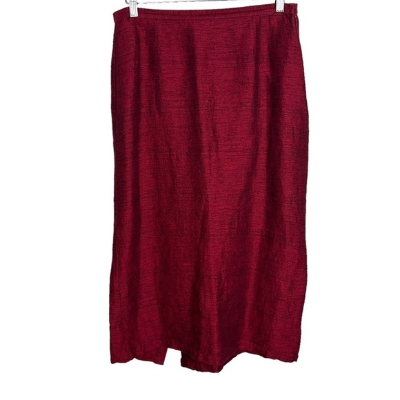 Eileen Fisher Red Italian Yarn Linen A-Line Midi Skirt - Picture 1 of 6